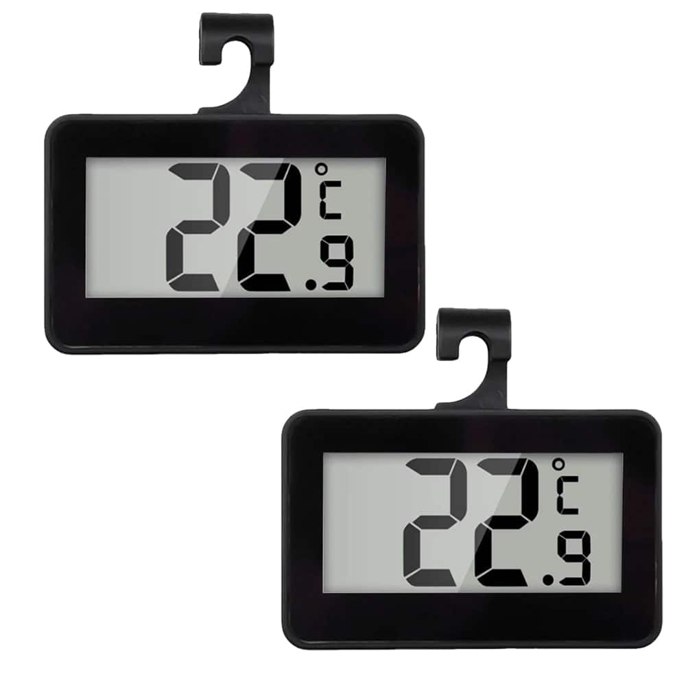 Auledio - 2Pcs Digital Freezer Thermometer Large LCD Display Digital Refrigerator Thermometer - Black
