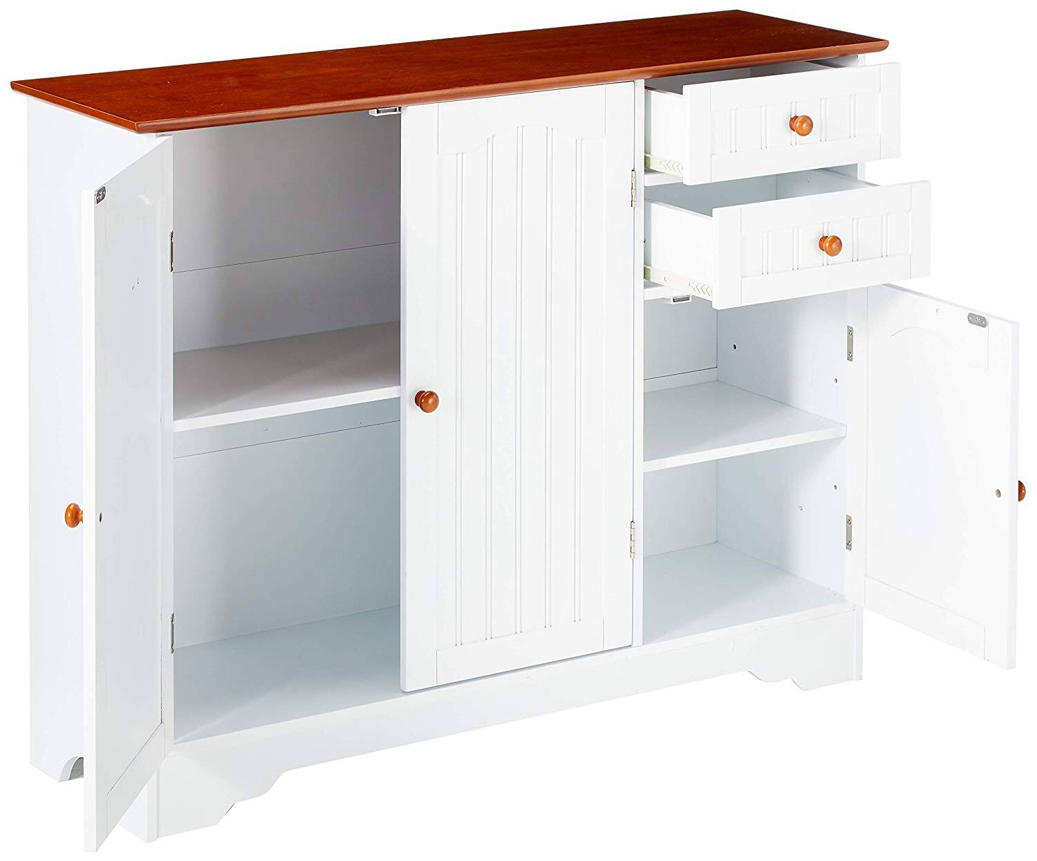 Back. Kings Brand Furniture - Kings Brand Furniture Kitchen Sideboard Buffet Storage Cabinet with 2 Drawers and 3 Doors - White.