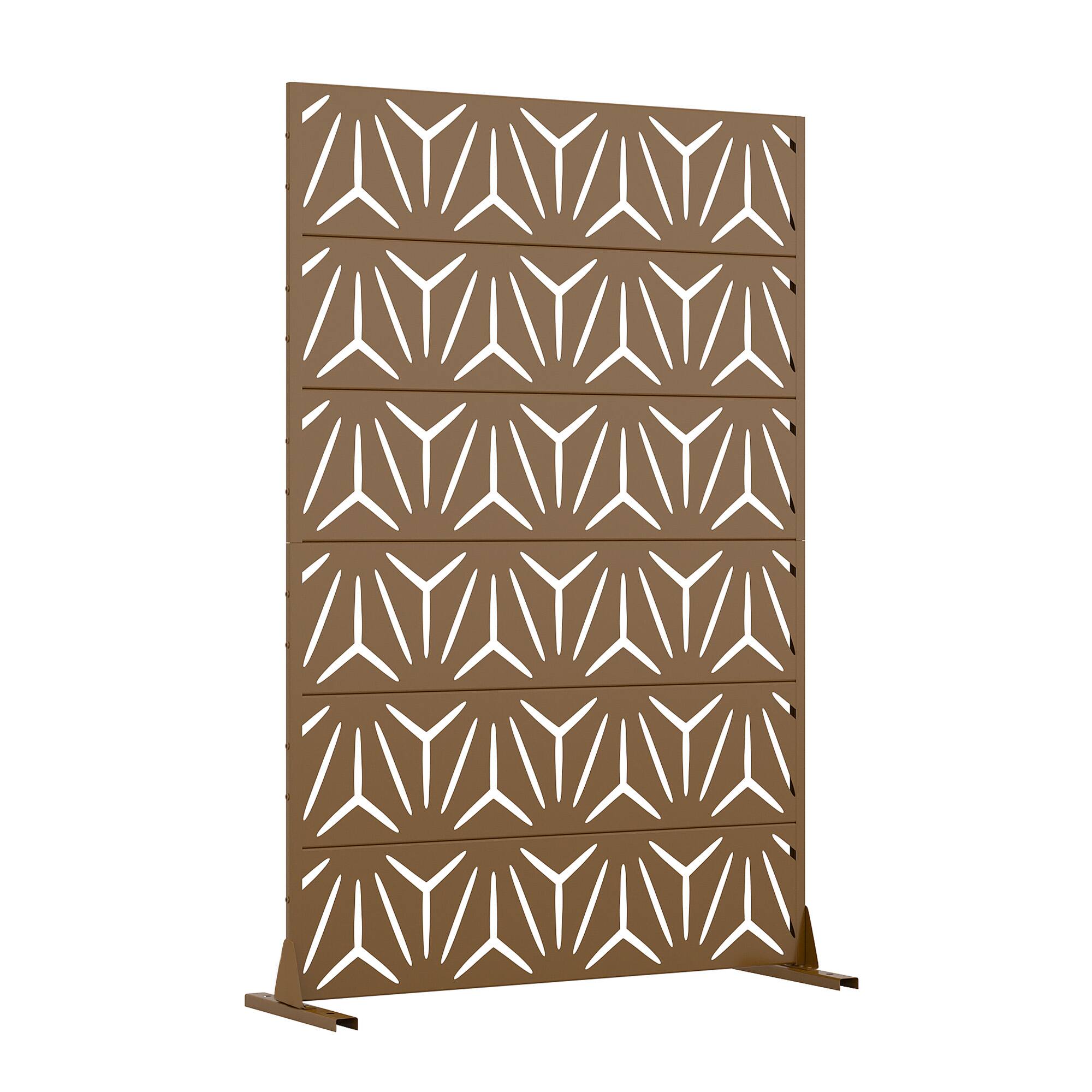 Angle. PexFix - 72 in. x 47 in. Star Pattern Metal Outdoor Privacy Screen & Panels, Freestanding Garden Divider Fence - Brown.