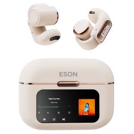 Loheer - S18 Open-Ear Clip-On Wireless Earbuds with Charging Case, Bluetooth 5.4, ENC, IPX5, 4GB Memory, Beige