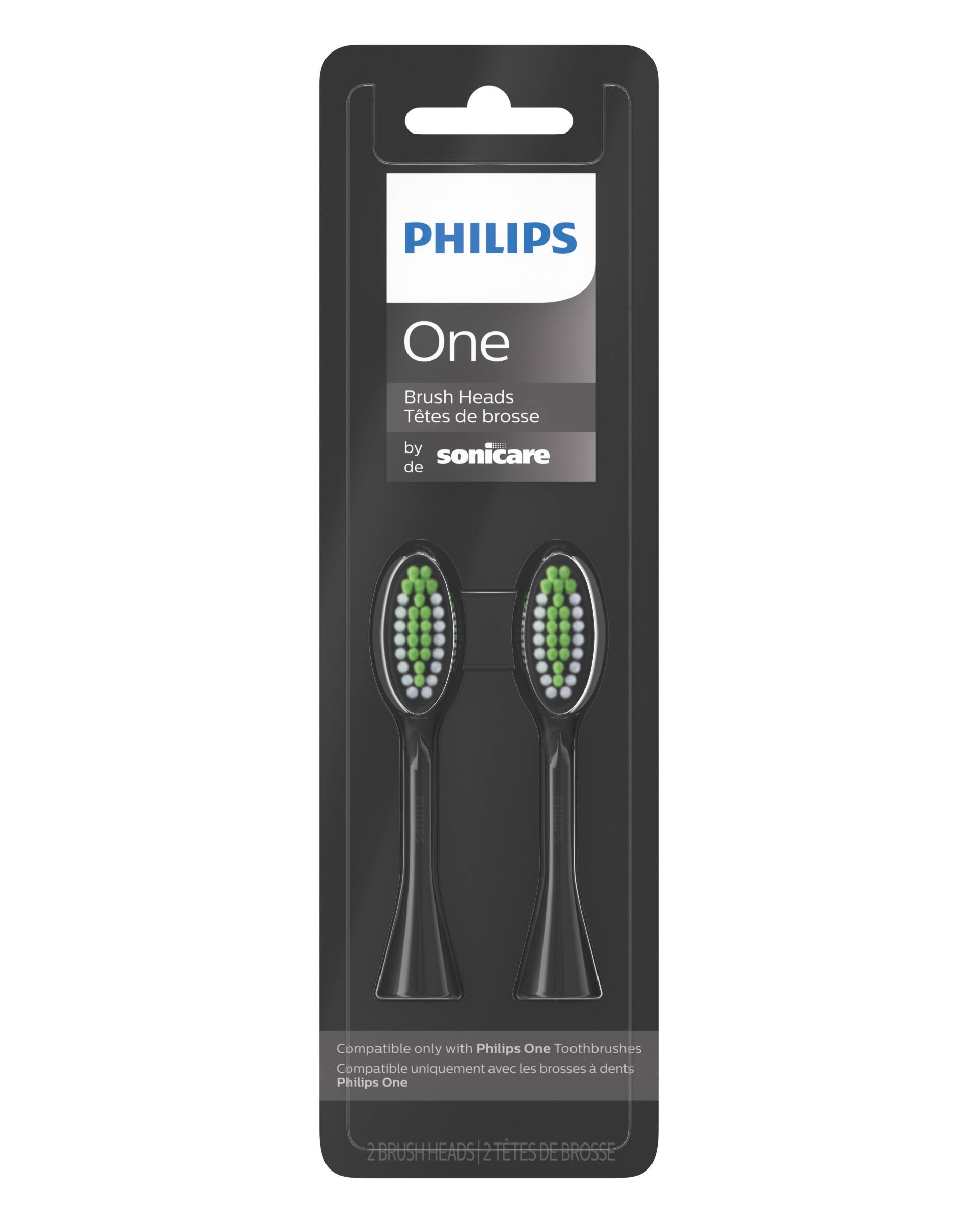 Left. Philips Sonicare - Philips One by Sonicare 2pk Brush Heads - Shadow Black.