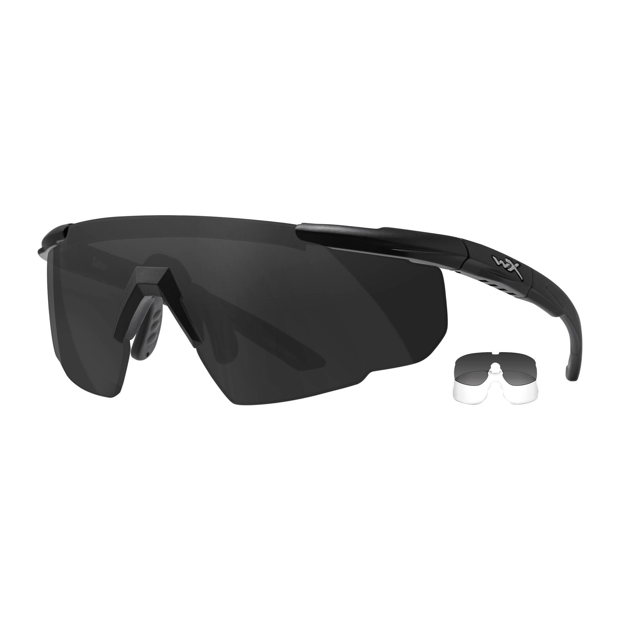 Front. Wiley X - Wiley-X Saber Advanced 2-Lens Sunglass Kit (Gray and Clear Lens, Matte Black) - Gray.