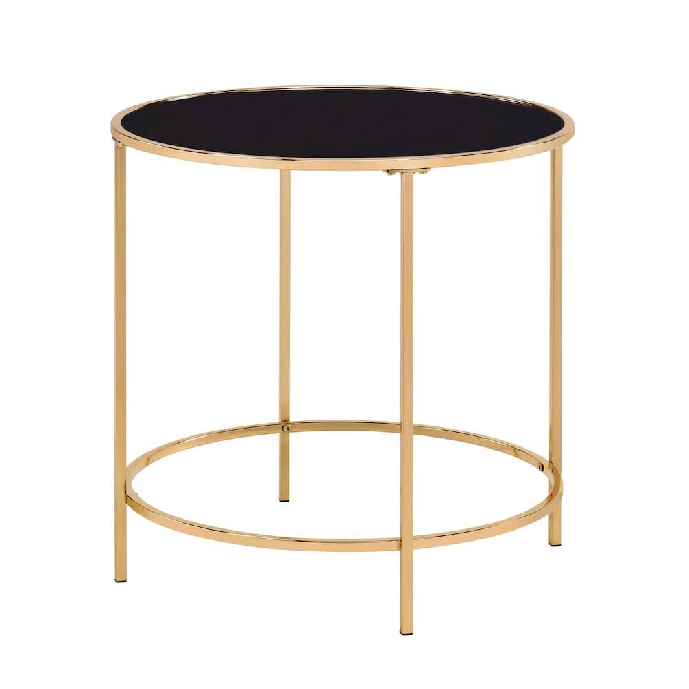 Furniture of America - Keefer Contemporary Glass Top Side Table - Gold