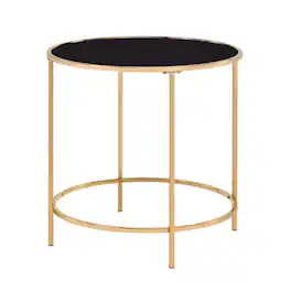 Furniture of America - Keefer Contemporary Glass Top Side Table - Gold
