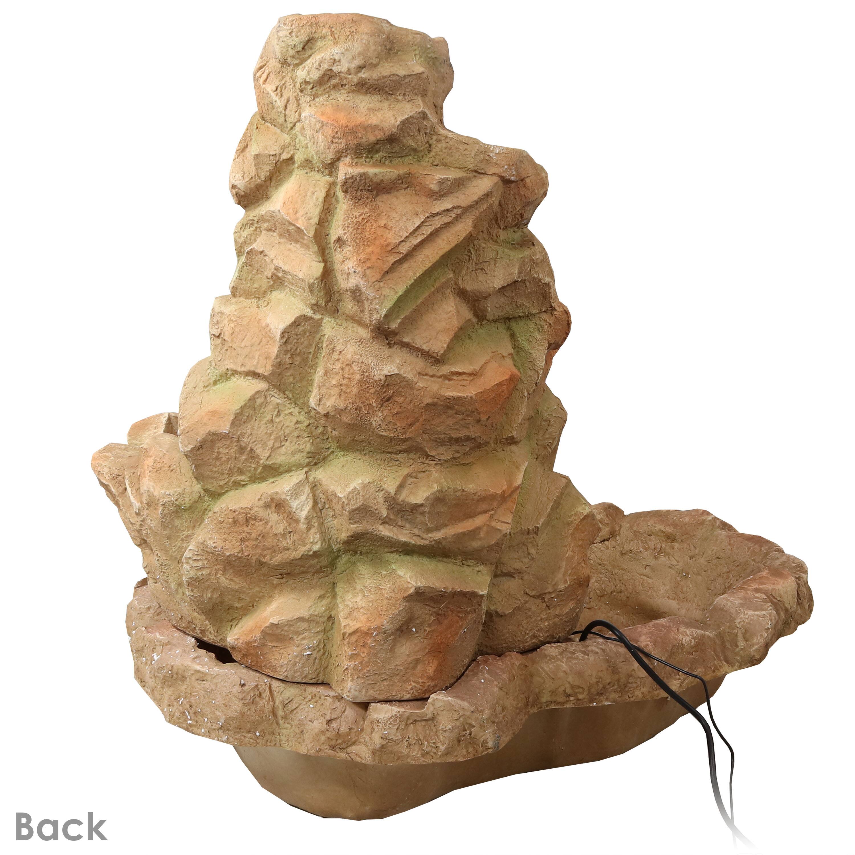Alt View 4. Sunnydaze - Lighted Stone Springs Waterfall Fountain with LED Lights - 42 in - Light Brown.