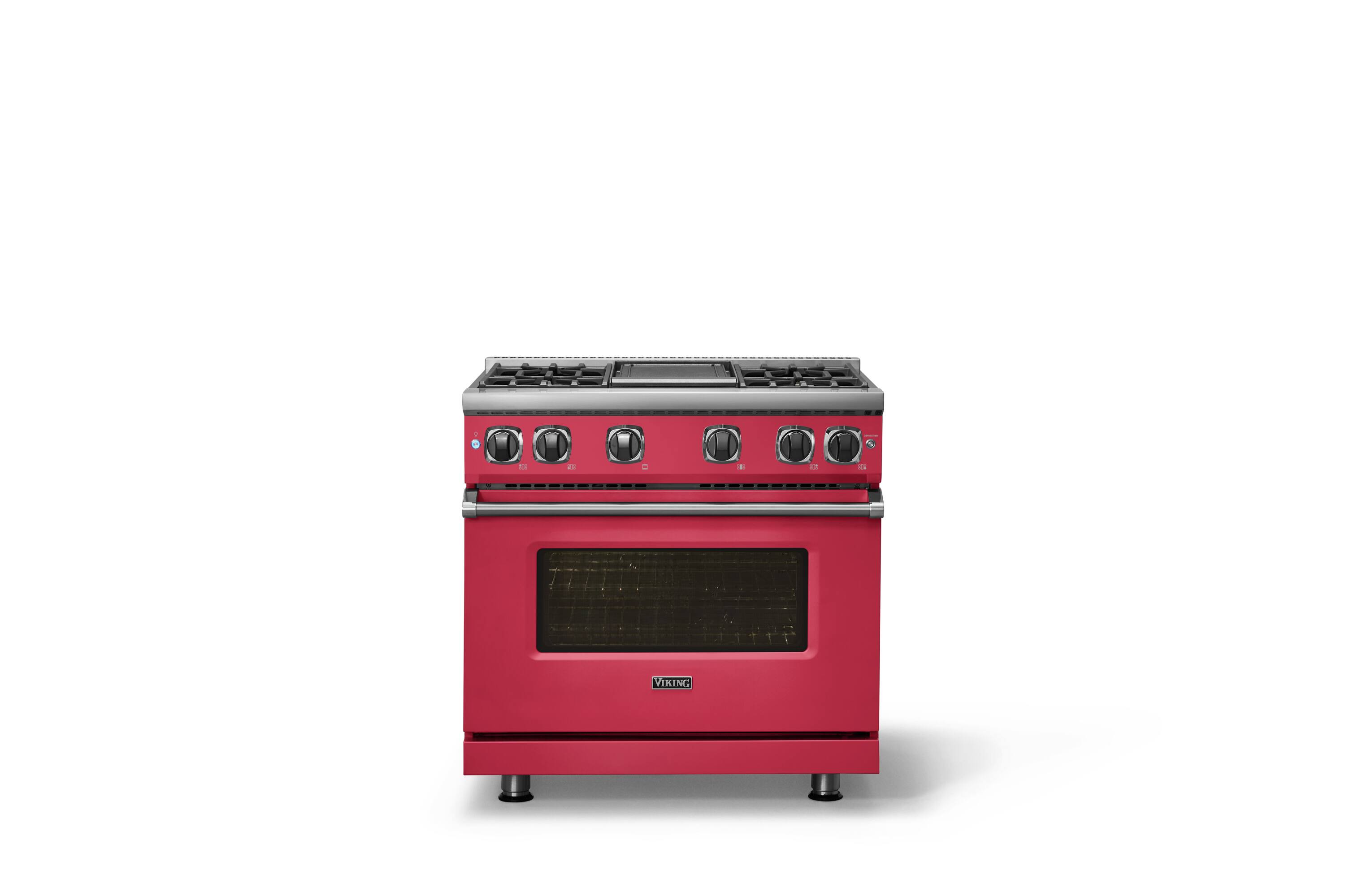 Alt View 1. Viking - Pro 7 Series 5.6 Cu. Ft. Freestanding Sealed 4 Burner LP Gas Convection Range/Griddle - Valentine - Valentine.