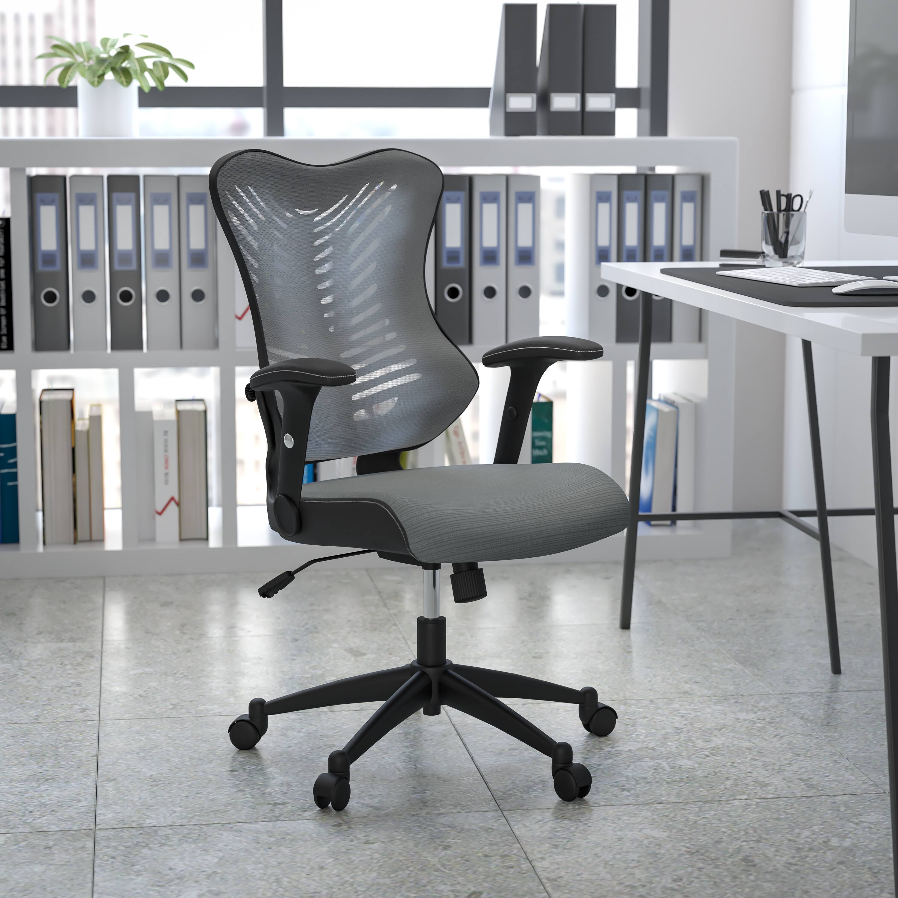 Alt View 1. Emma + Oliver - High Back Designer Mesh Executive Ergonomic Office Chair w/ Adjustable Arms - Gray Mesh.