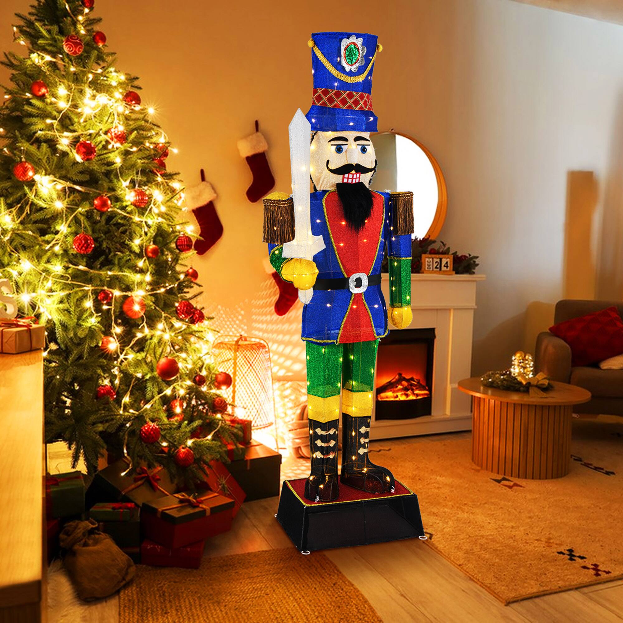 Alt View 3. Gymax - Gymax 6 FT Lighted Nutcracker w/ Sword Life-Size Soldier Christmas Decoration - Multicolor.