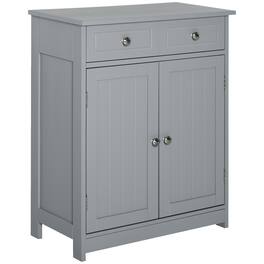 Kleankin - Freestanding Bathroom Floor Cabinet, Wooden Bathroom Cabinet with 2 Doors, 2 Drawers and Adjustable Shelf - Gray