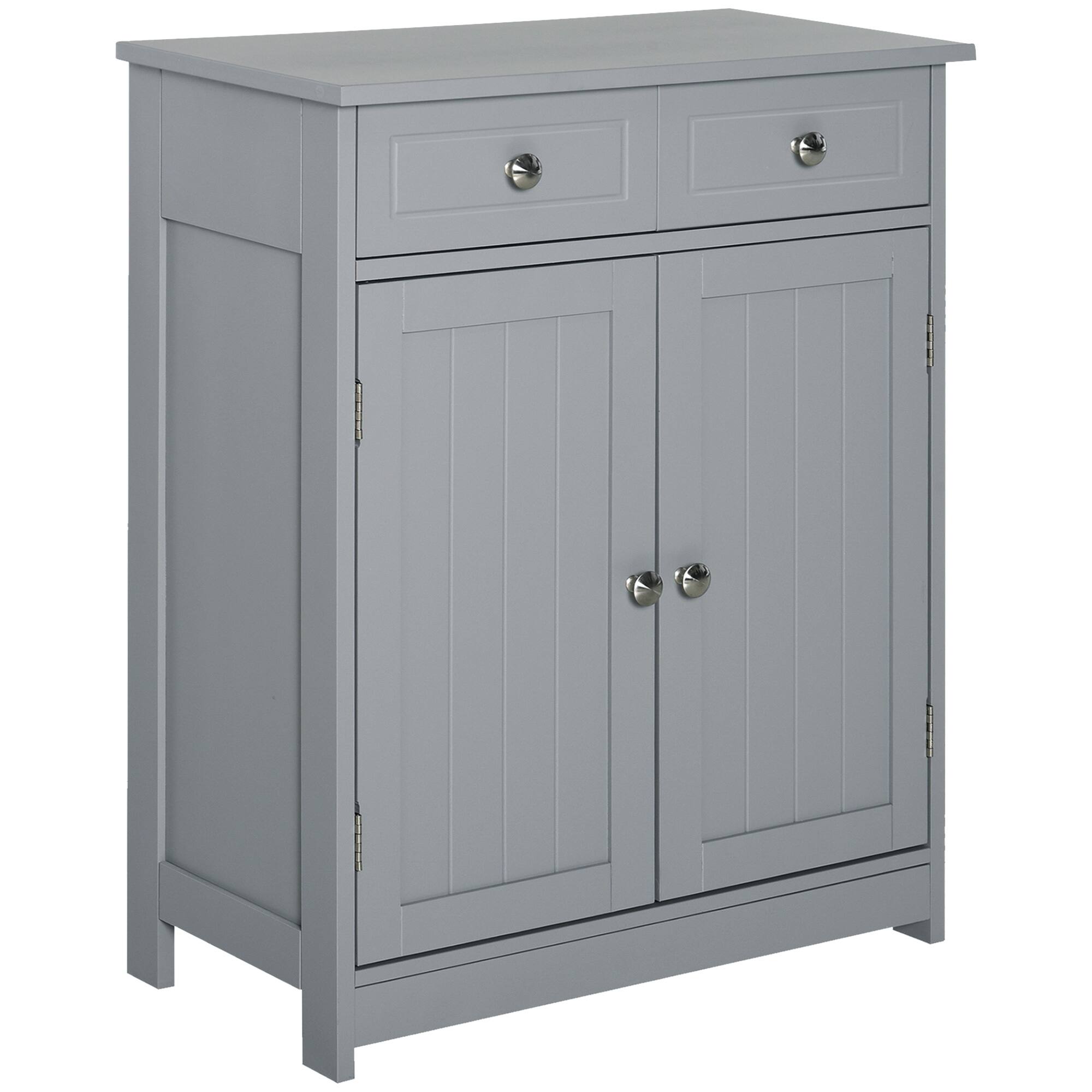 Front. Kleankin - Freestanding Bathroom Floor Cabinet, Wooden Bathroom Cabinet with 2 Doors, 2 Drawers and Adjustable Shelf - Grey.