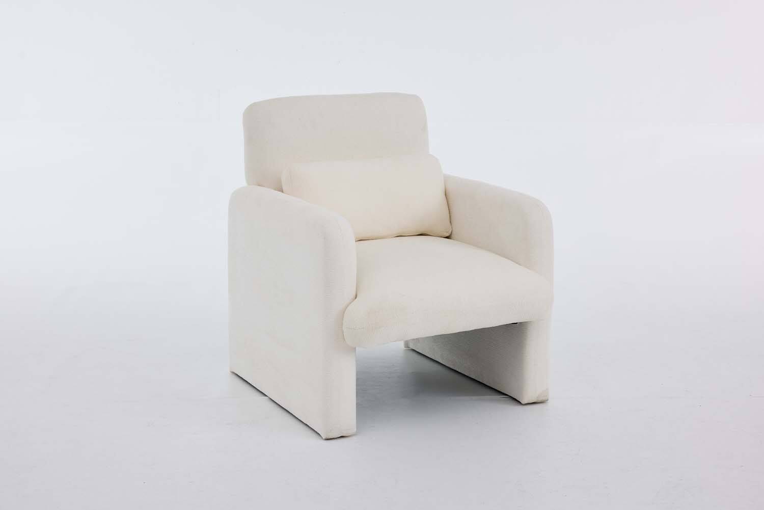 Left. Forest'nSky - Modern Office Chair in White Boucle Fabric - Upholstered Ergonomic Armchair for Desk & Lounge,Ancient White - Ancient White.