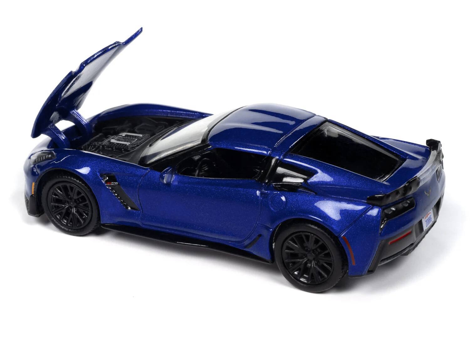 Left. Autoworld - 2019 Chevrolet Corvette Z06 Elkhart Lake Blue Metallic "Sports Cars" Series 1/64 Diecast Model Car by Auto World - Lake Blue Metallic.