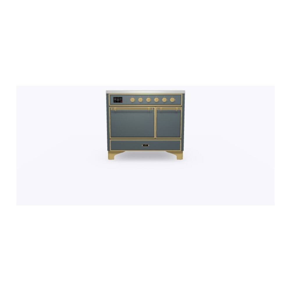 Alt View 4. ILVE - ILVE Majestic II 40 inch Induction Range with 6 Elements (Blue Grey, Brass Trim) - Blue Grey.