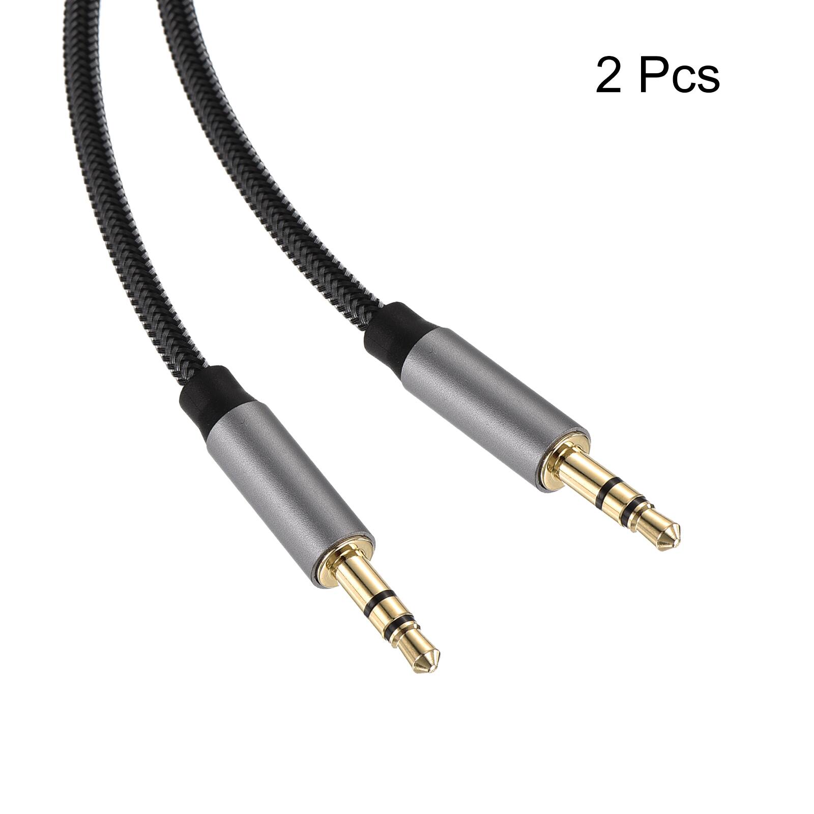 Alt View 2. Unique Bargains - 2pcs AUX Cable, 3.5mm Nylon Braided Male to Male Audio Cord, for Headphone Speaker Car Stereo - Grey.