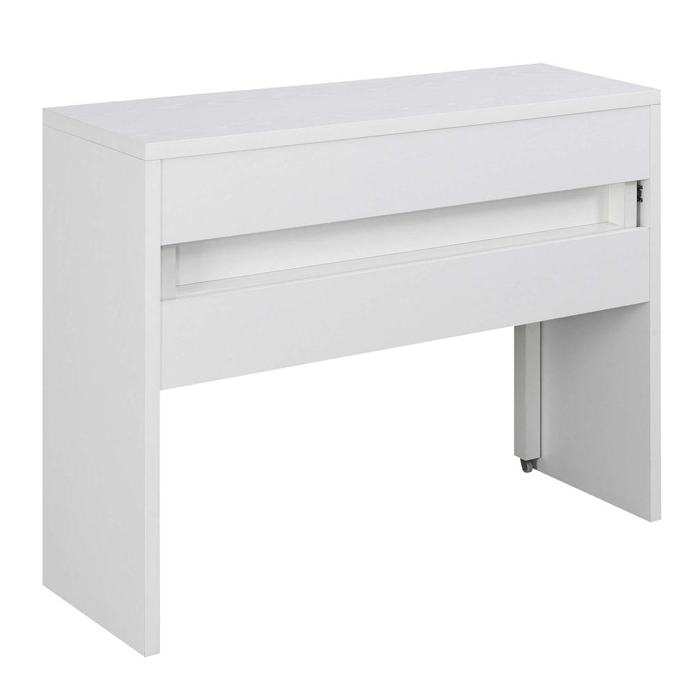 Angle. FurniFact - White Office Desk with Sliding Drawer, Riser, and Spacious Honeycomb Design - White.