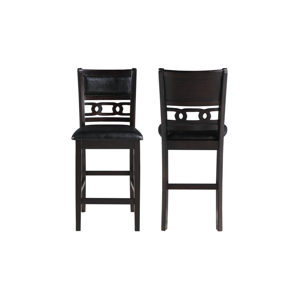 Front. New Classic Furniture - Furniture Gia Solid Wood Counter Chairs in Ebony Black (Set of 2) - Black.