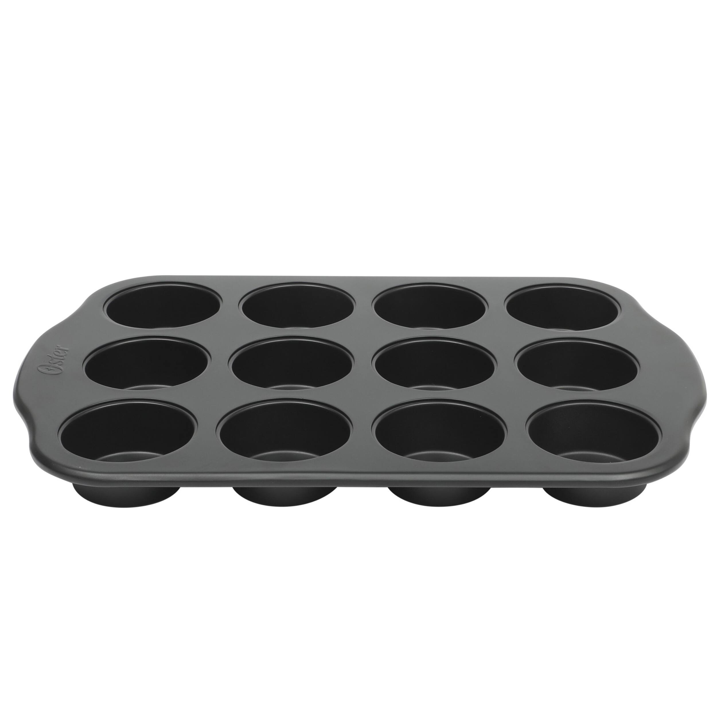 Alt View 1. Oster - Oster Teston Platinum Collection 12 Cup Nonstick Carbon Steel Muffin Pan in Matte Black - Matte Black.