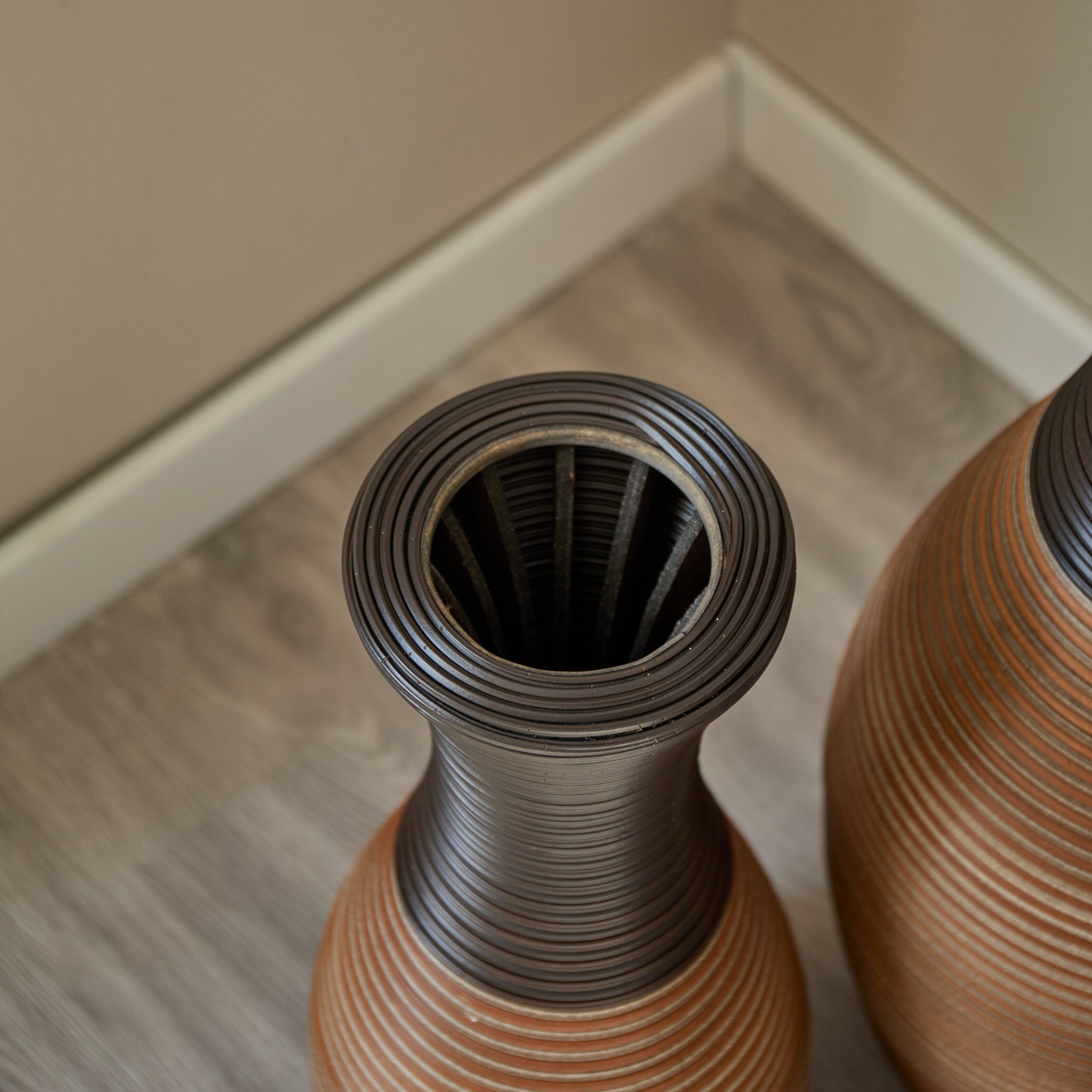 Alt View 3. Anysun - Set of 3 Designer Floor Vases - Artificial Rattan Brown Large Vases for Living Room & Corridor Decor - Brown Gray.