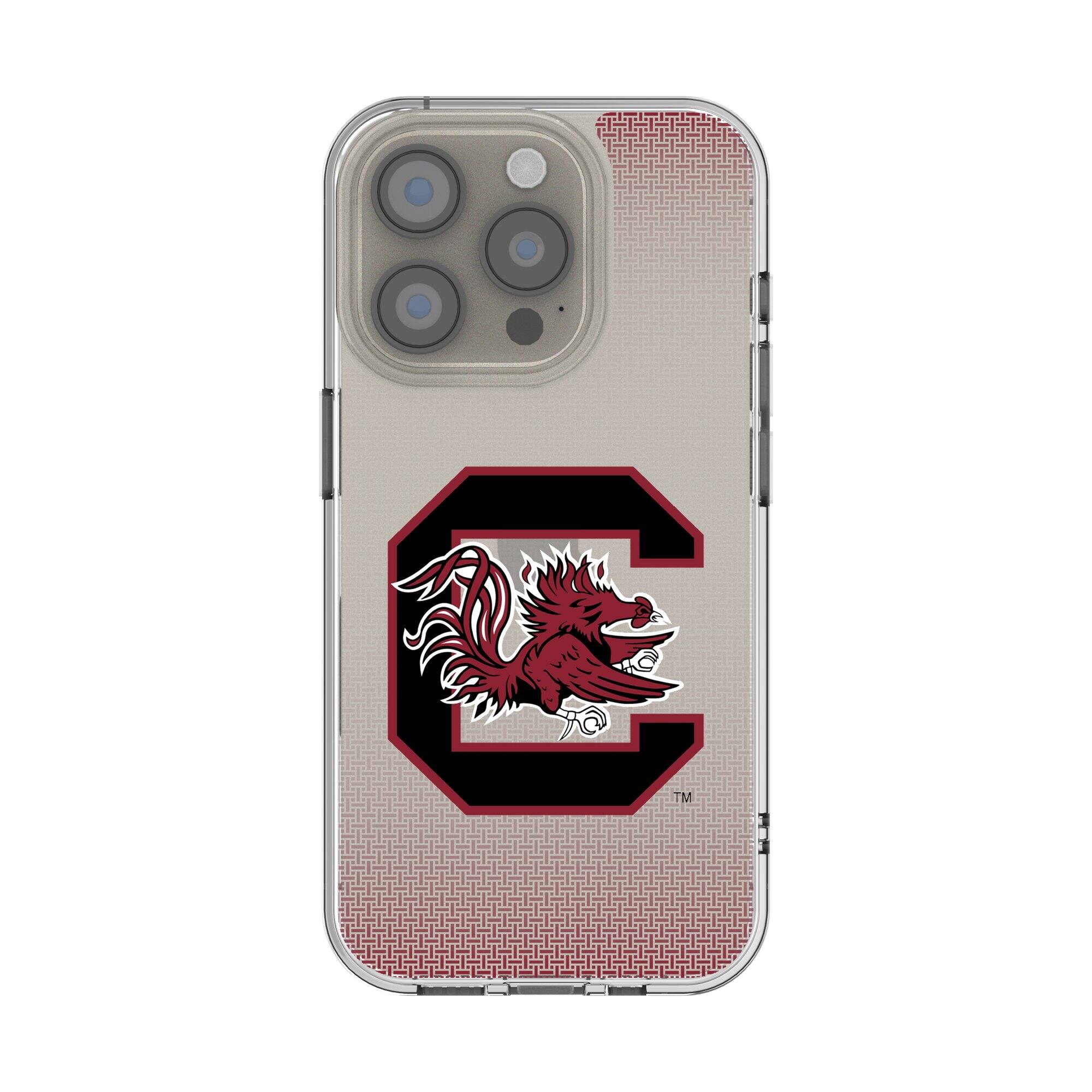 Front. Keyscaper - South Carolina Gamecocks Linen Logo iPhone Clear Case - 13 Pro - Multicolor.