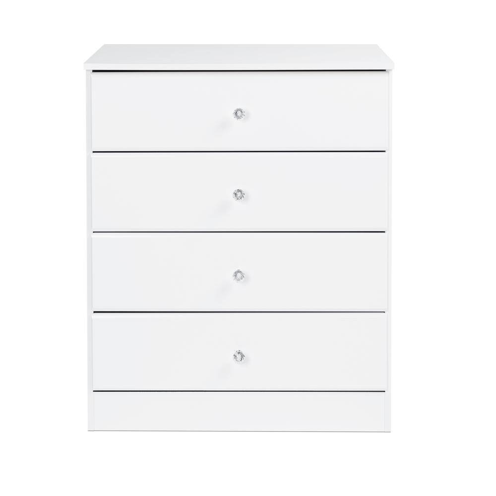 Angle. Prepac - Astrid 4-Drawer Dresser, Crystal White - White.