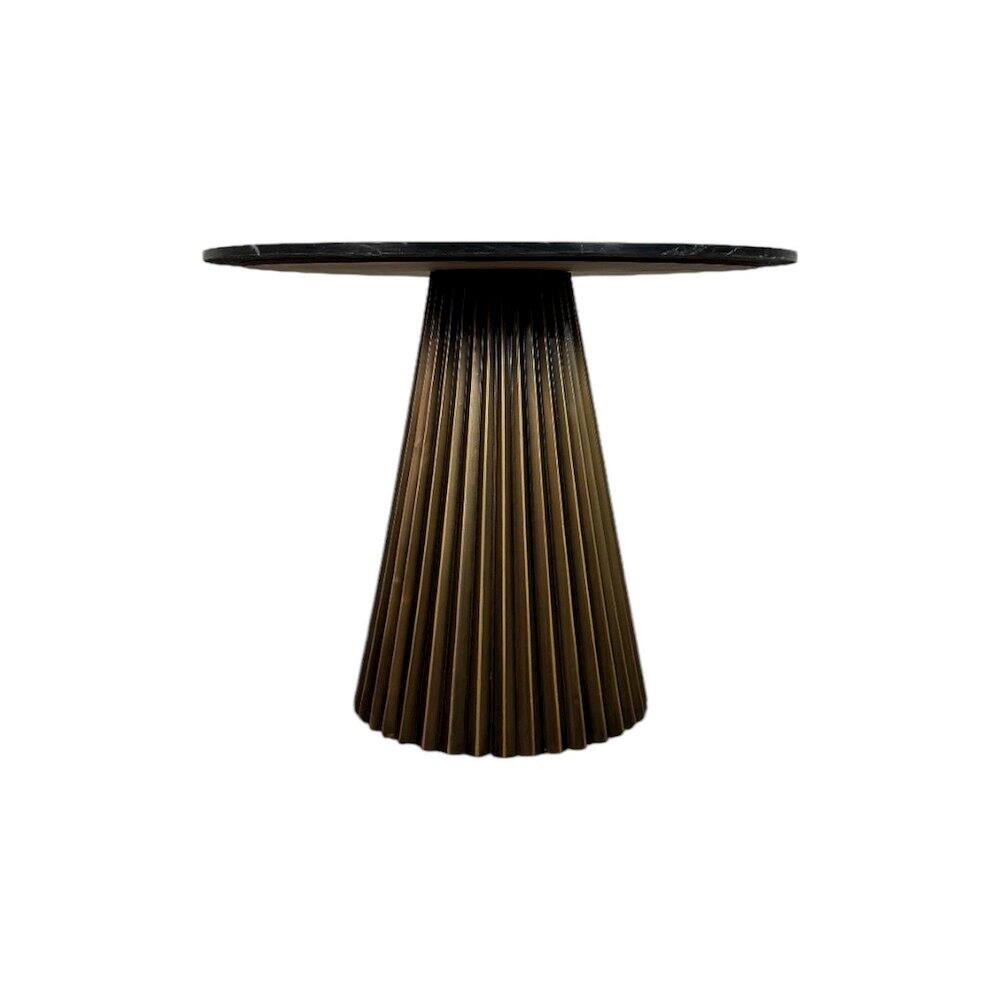 Alt View 1. Carolina Chair & Table - Harmony 36" Brass Groove Dining Table - Black Honed - Black.