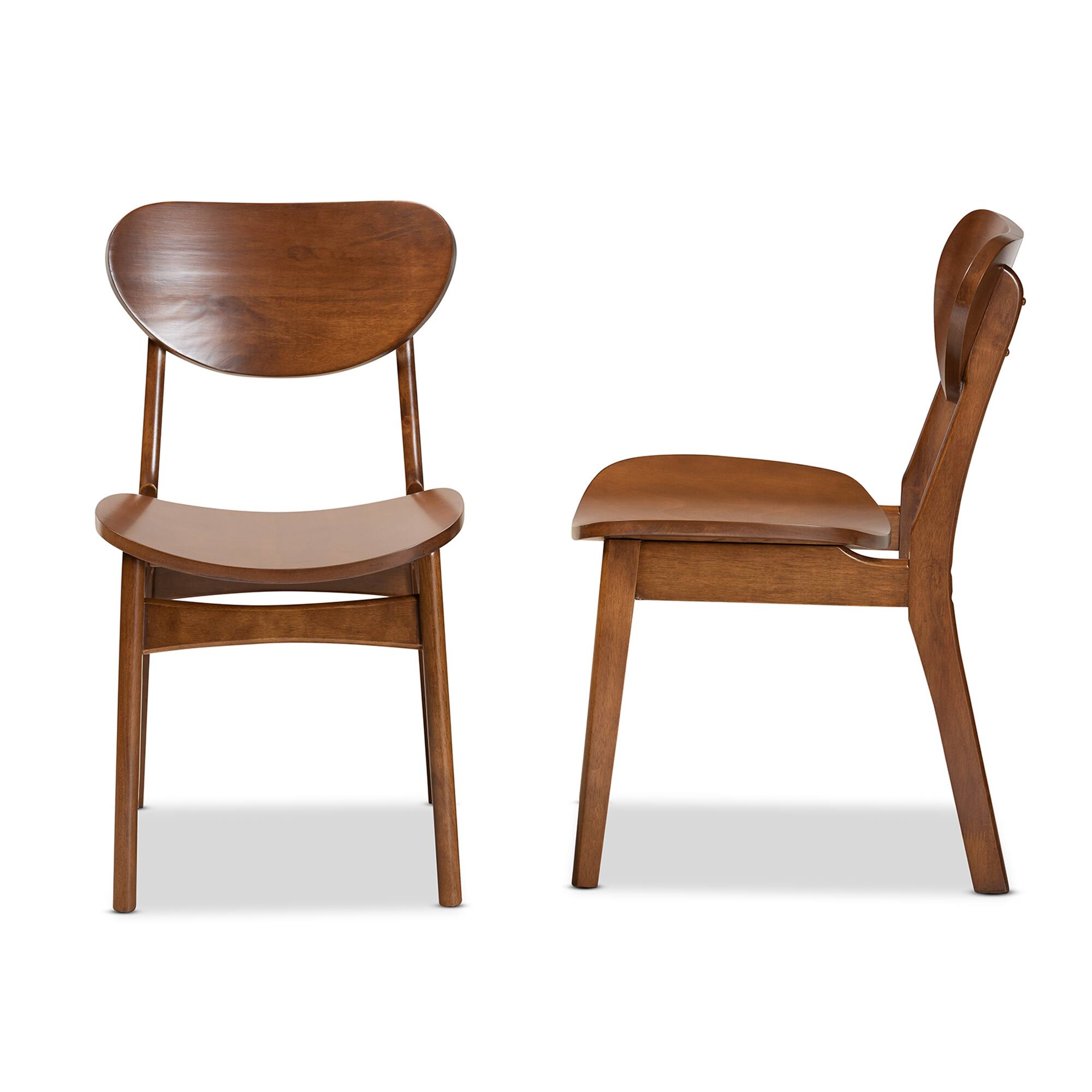 Left. Baxton Studio - Katya Mid-Century Modern Finished Wood 2-Piece Dining Chair Set - Walnut Brown.
