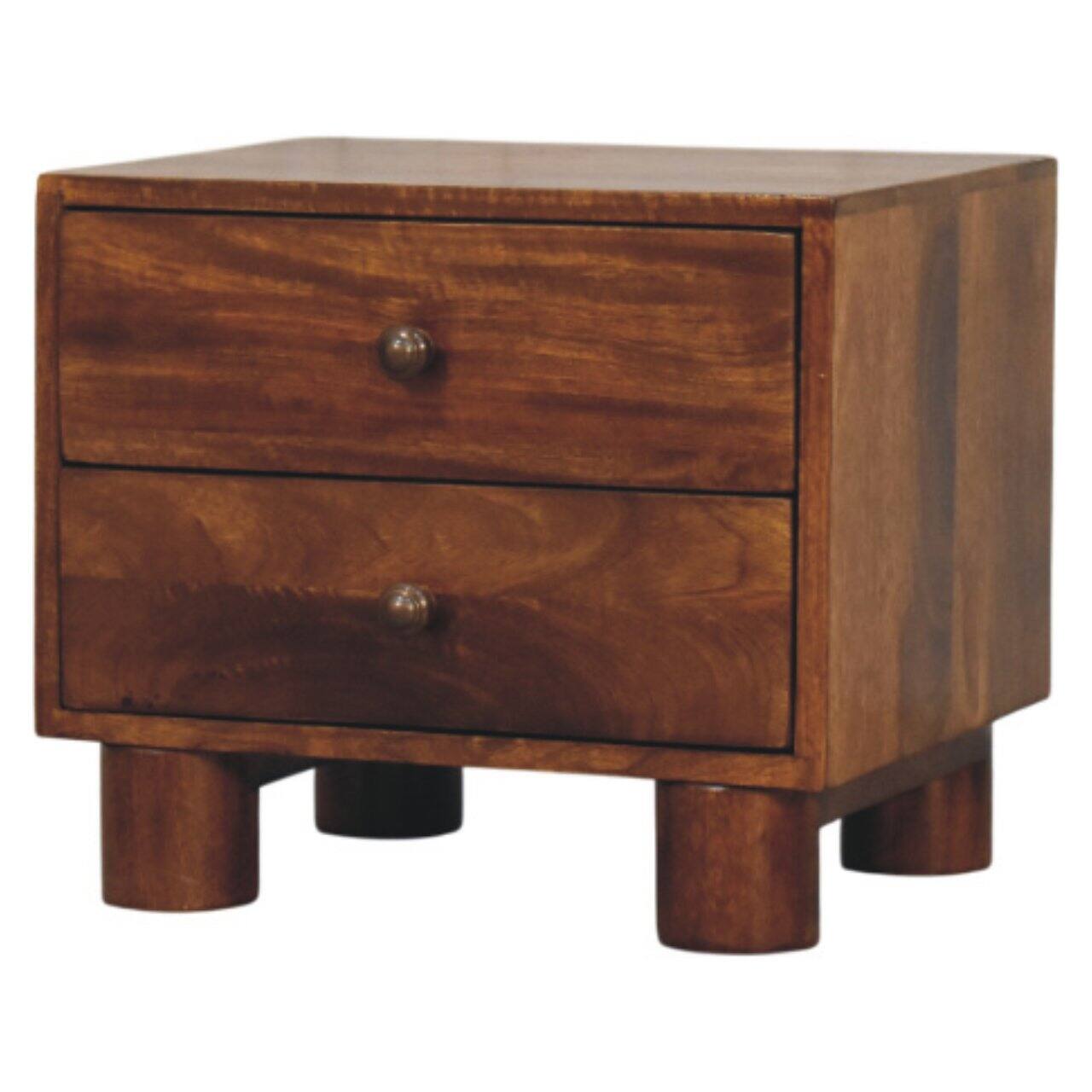 Left. Artisan Furniture - Artisan Furniture Solid Wood Tula 2 Drawer Chestnut Nightstand, Brown - brown.
