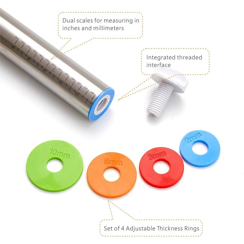 Dual scales for measuring in inches and millimeters

Integrated threaded interface

Set of 4 Adjustable Thickness Rings

10mm

6mm

3mm

2mm