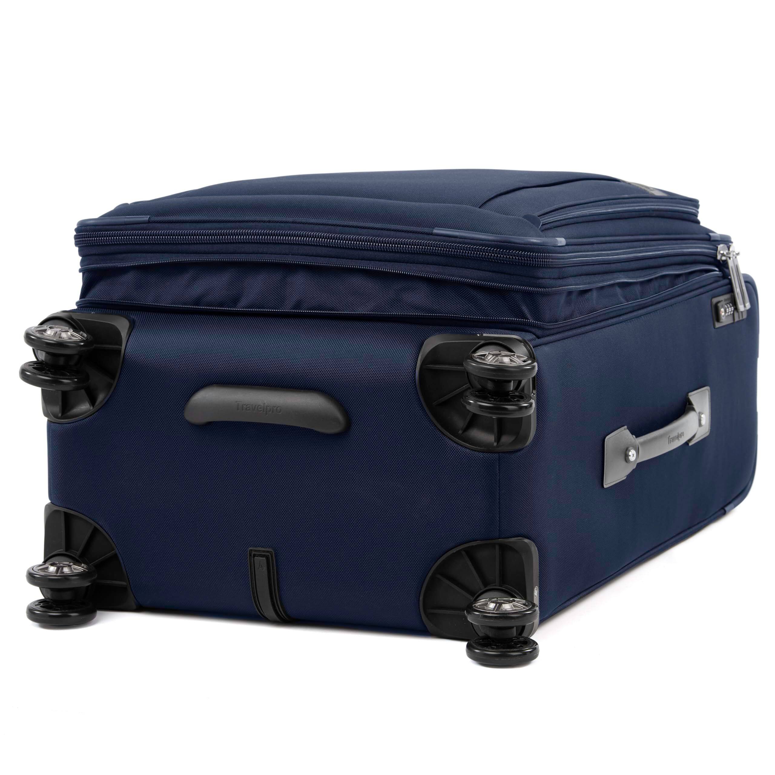 Alt View 3. Travelpro - Travelpro Platinum Elite Softside Expandable 25" Checked Spinner - Dark Blue.