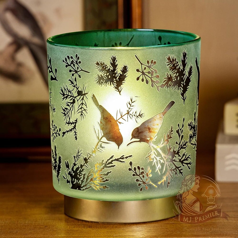 RTMB - Cordless Table Lamp with Timer, 7" Battery Lamp, Decorative Bird Design