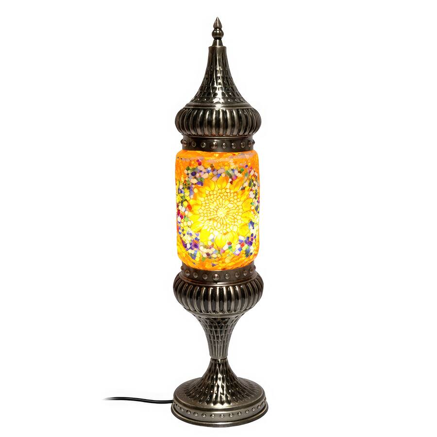 FC Design 19"H Bronze Base Orange Mosaic Tower Turkish Lamp - Best Buy