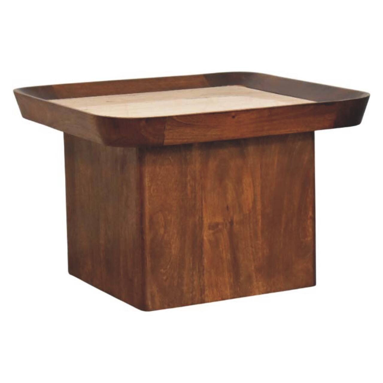 Left. Artisan Furniture - Artisan Furniture Solid Wood Travertine Top Tray Coffee Table - Brown.