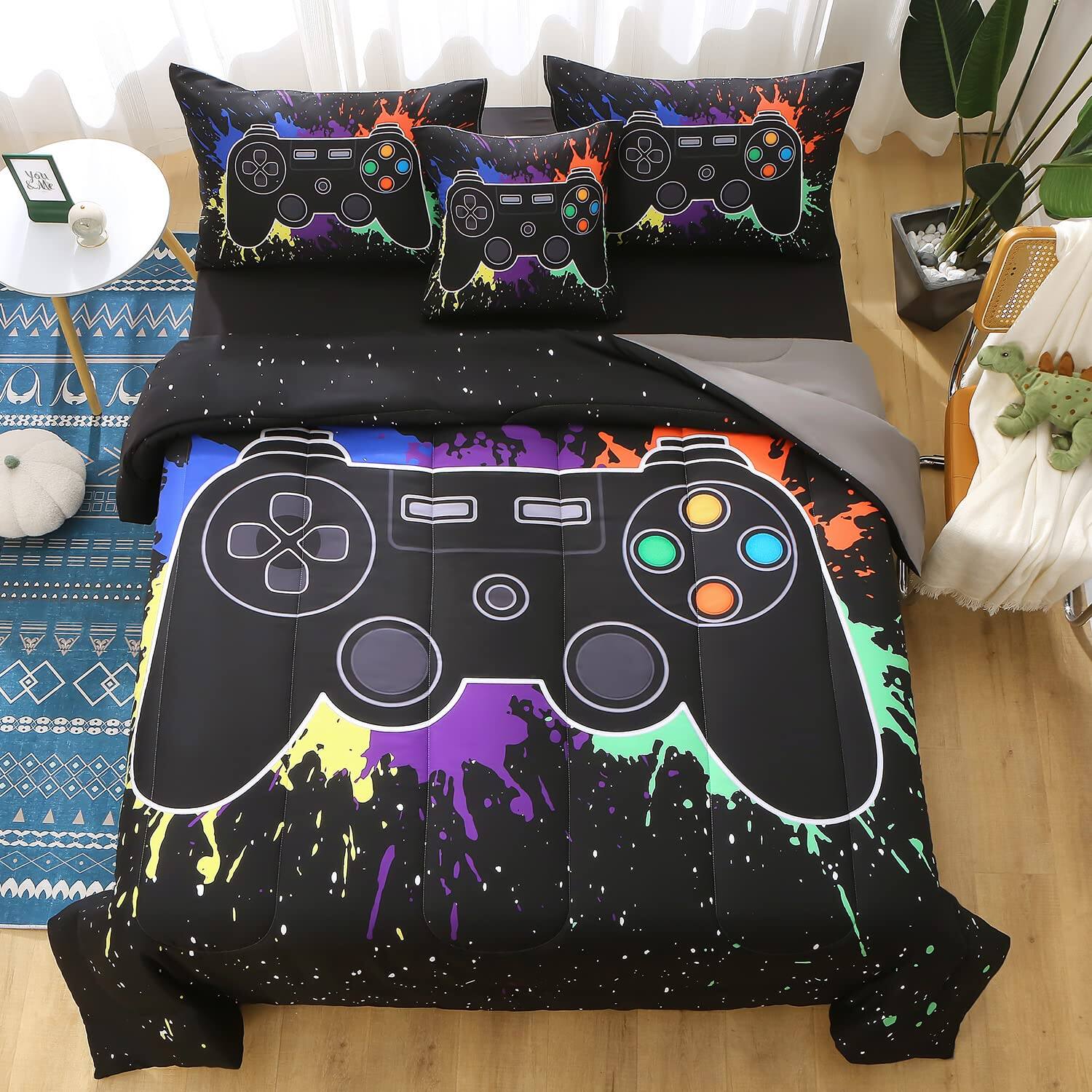 Alt View 3. NICHOLAS KLEIN - Gamer Comforter Sets For Boys girls Bed In A Bag 3d Video Game Bedding -all Season Microfiber With Pillowca... - Black Full (6-Piece).