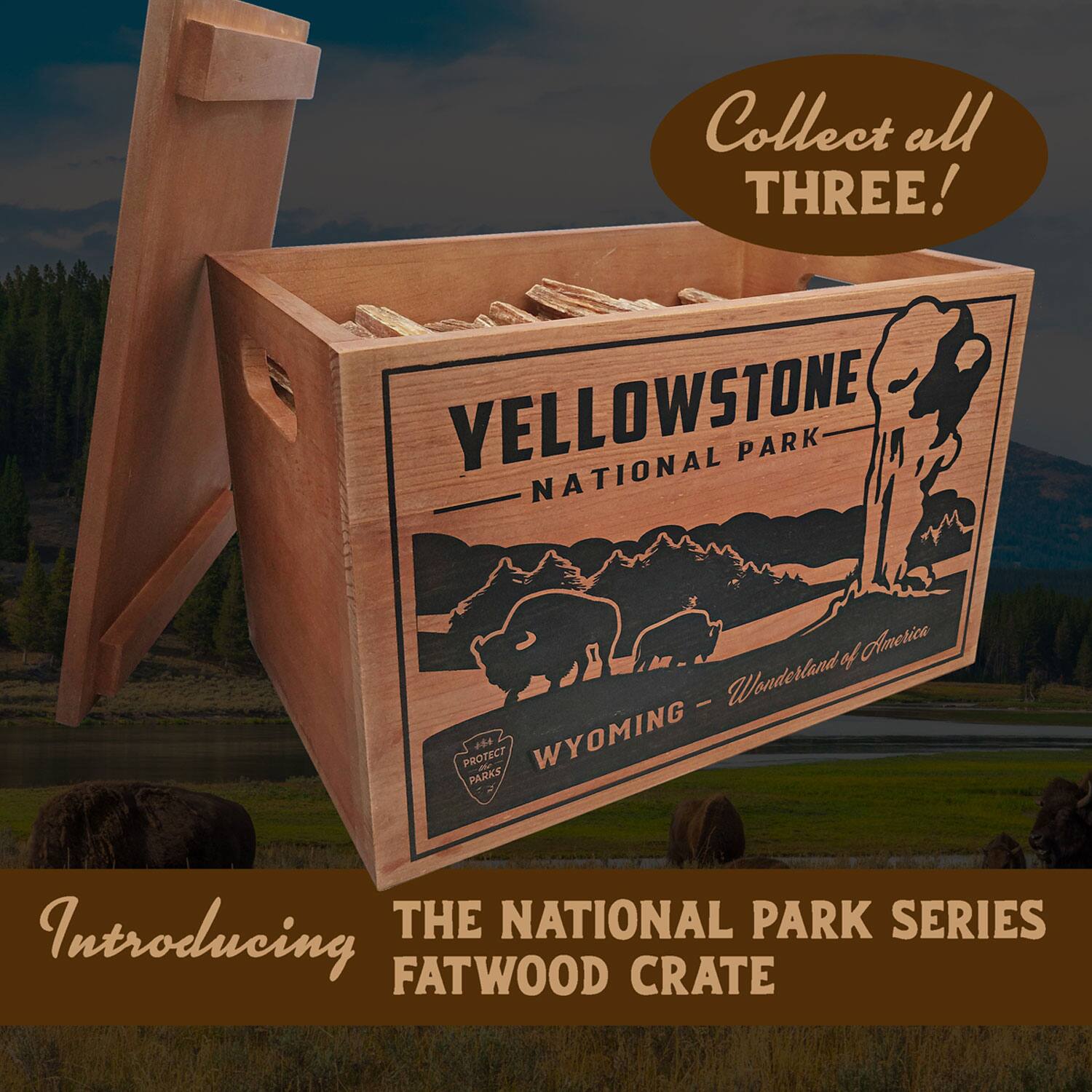 Back. Better Wood Products - Better Wood Products Protect the Parks Fatwood Firestarter Crate, Yellowstone - Brown.