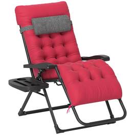 Outsunny - Zero Gravity Chair, Folding Reclining Lounge Chair with Padded Cushion, Side Tray for Indoor and Outdoor - Red