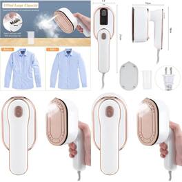 Luckbyte - Portable Handheld Steam Iron Mini Travel Steamer Wet Dry Use for Clothes Fabrics Home and Travel - White