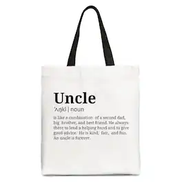 OrnamentallyYou - Uncle Definition Canvas Tote Bag, Funny Family Gift Shopper - White Black
