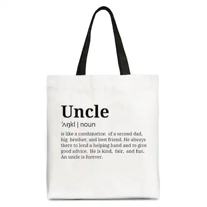 Uncle
ˈankl | noun
is like a combination of a second dad, big brother, and best friend. He always there to lend a helping hand and to give good advice. He is kind, fair, and fun. An uncle is forever.