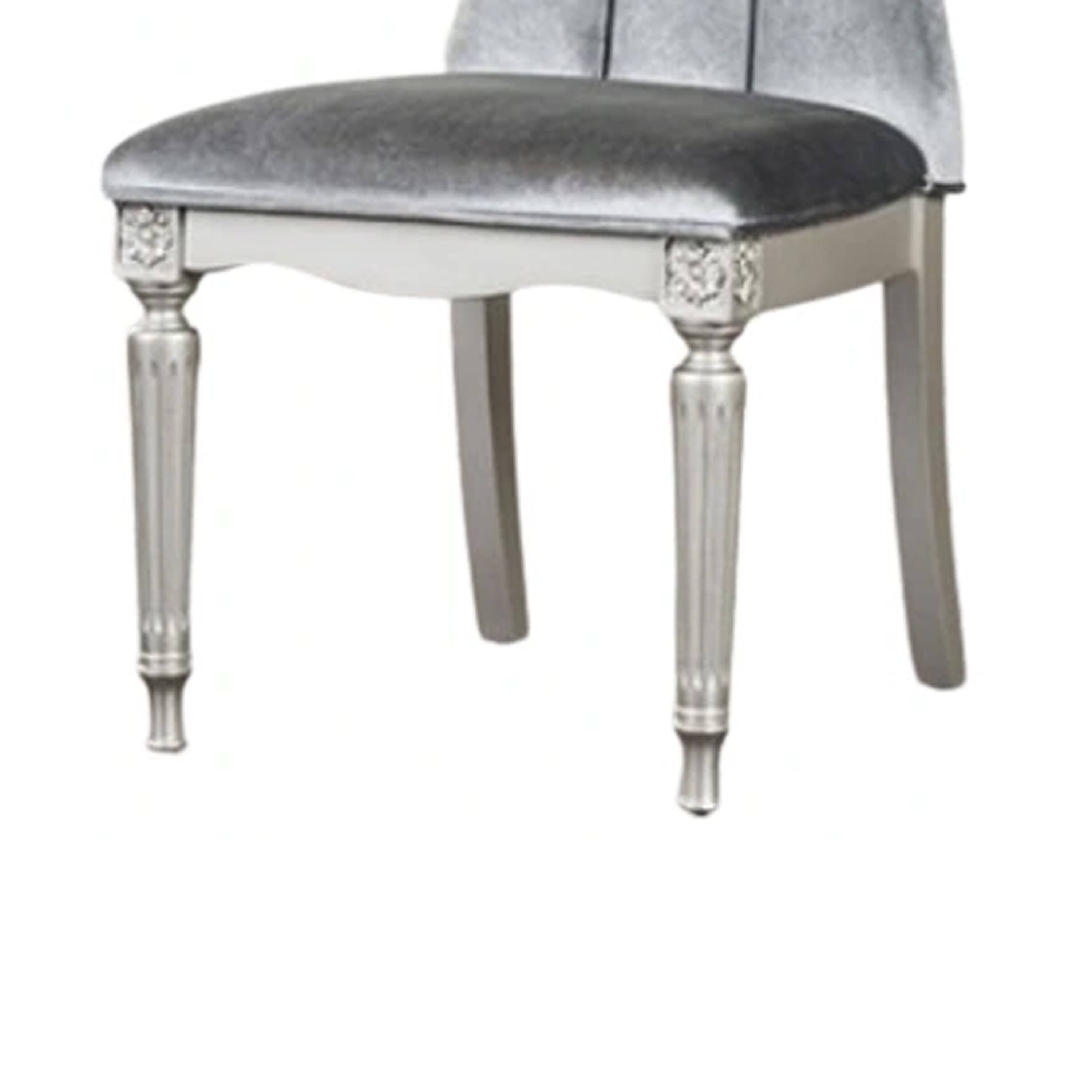 Alt View 3. Manhattan Lane - Hixe Side Dining Chair Set of 2, Gray Fabric Cushioned Seats - Silver, Light Gray.