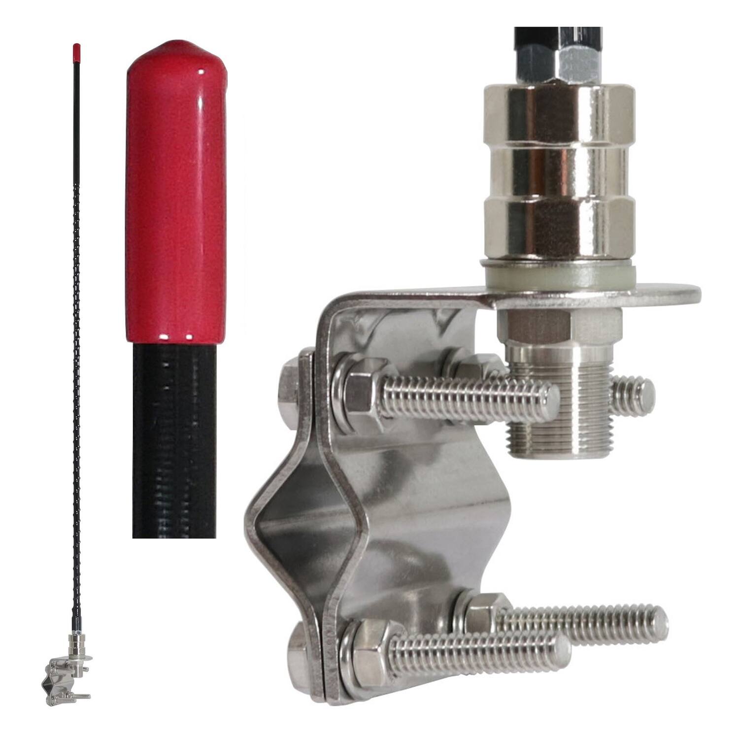 Front. Browning - Browning Br-fg-md Stainless Steel Cb Mirror Mount With 3-ft. Heavy-duty Fiberglass Cb Antenna, Br-fg-md - Silver.