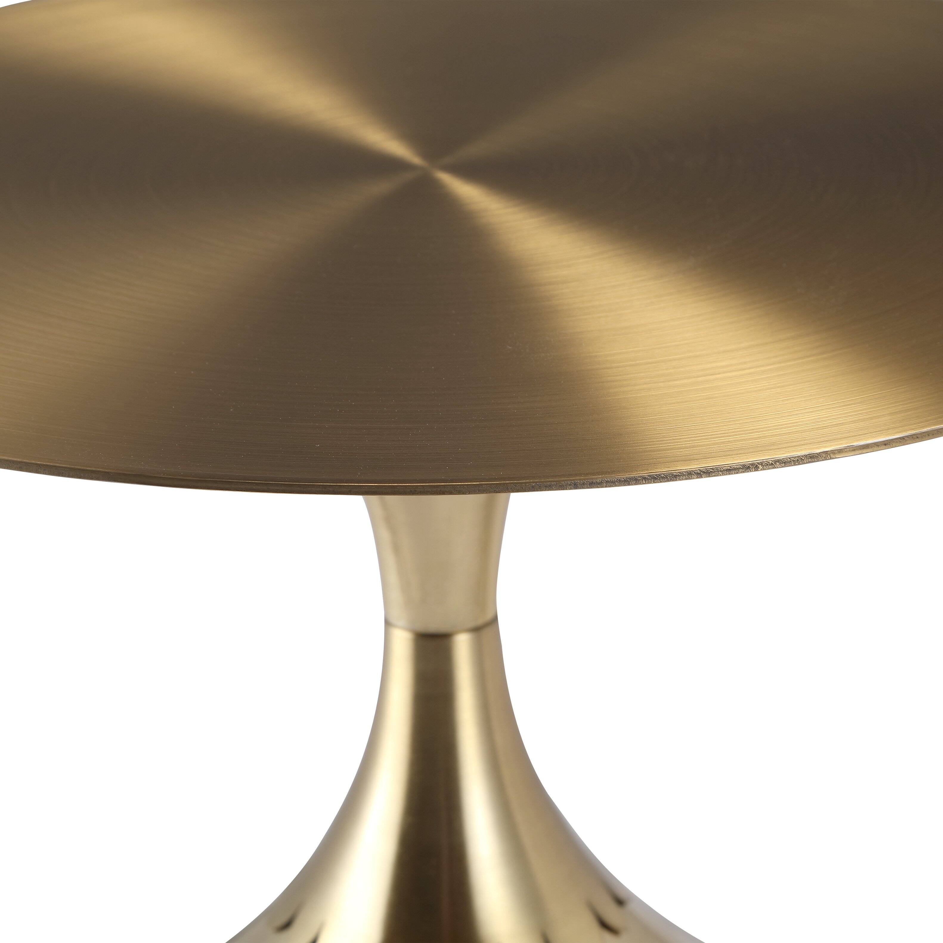 Alt View 8. LeisureMod - Modern Bell-Shaped Steel Top Accent Table with Powder Coated Finish for Living Room or Office - Gold.