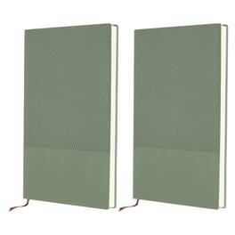 Unique Bargains - 2pcs Lined Journal Notebook 8.3x5.7", A5 98 Pages 80GSM Soft PU Leather Ribbed Daily Journal for Office - Green