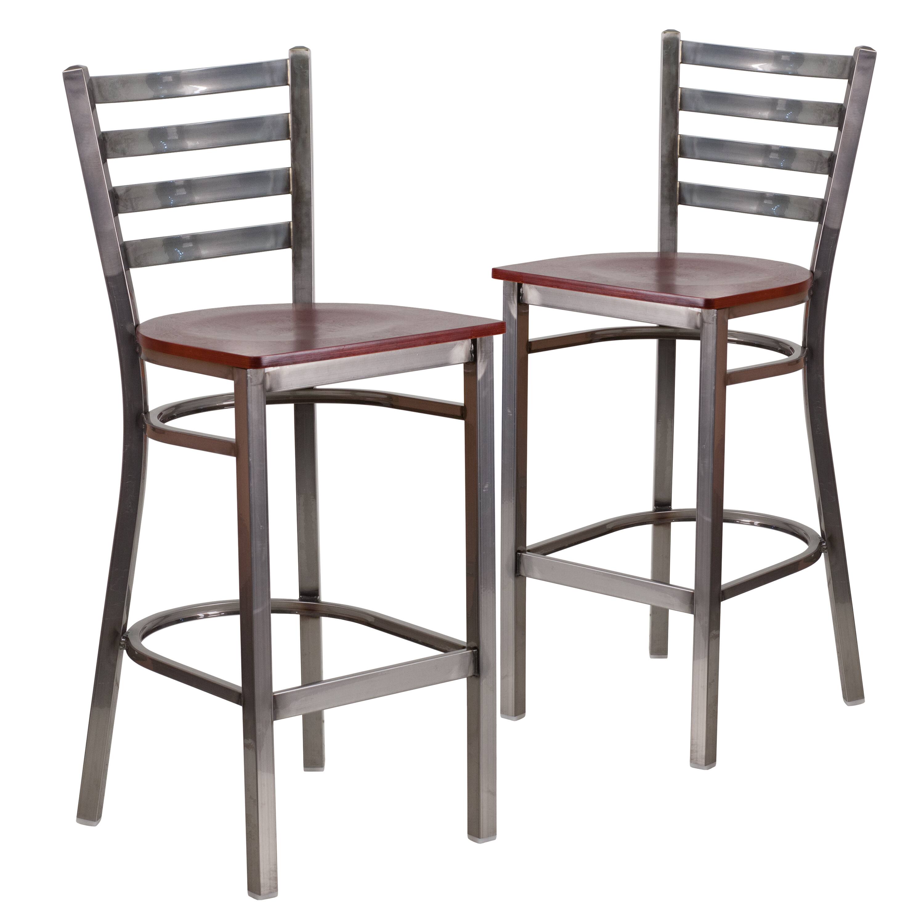 Mahogany Wood Seat/Clear Coated Metal Frame