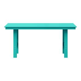 WestinTrends - Ashore Outdoor Modern HDPE 66" Wide Rectangle Patio Dining Table for 6 - Turquoise