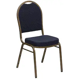 Alamont Home - HERCULES Series Dome Back Stacking Banquet Chair - Navy Patterned Fabric/Gold Frame