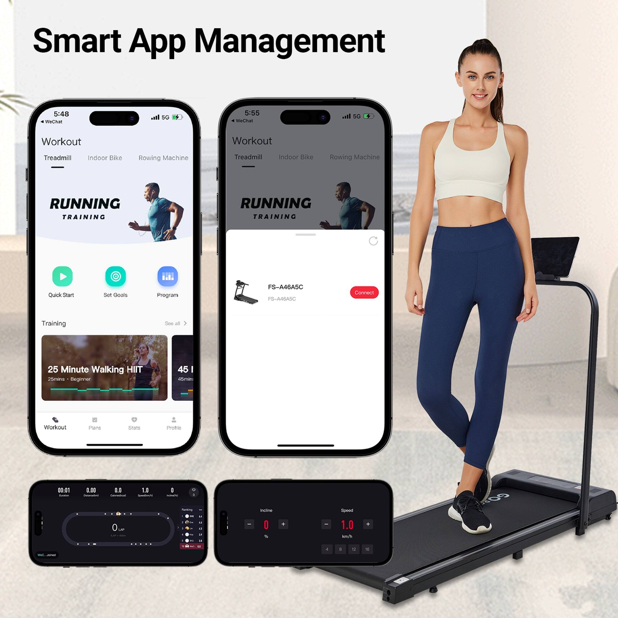 Smart App Management

5:48 Weha wal 5o
5:55 - weChal lu.

Workout
Treadmill Indoor Bike Rowing Machine
Treadmill Indoor Bike Rowing Machine

RUNNING TRAINING
RUNNING TRAINING

Quick Start
Set Goals
Program
FS-A46ASC
FS-AGGASC
Connect
Training
See all
25 Minute Walking HIT
25mans Beginner
45 I arumar
Workout Plans
SEans Prodle
00-01
0.00
00
0
1.8
I - a mesna
Speed 1.0
AU 200 - - 4