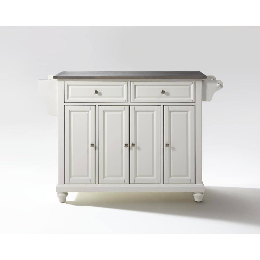 Left. Crosley Furniture - Cambridge Stainless Steel Top Full Size Kitchen Island/Cart - White.