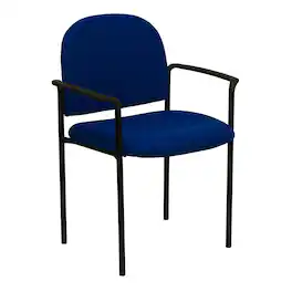 Emma + Oliver - Comfort Stackable Steel Side Reception Chair with Arms - Navy Fabric