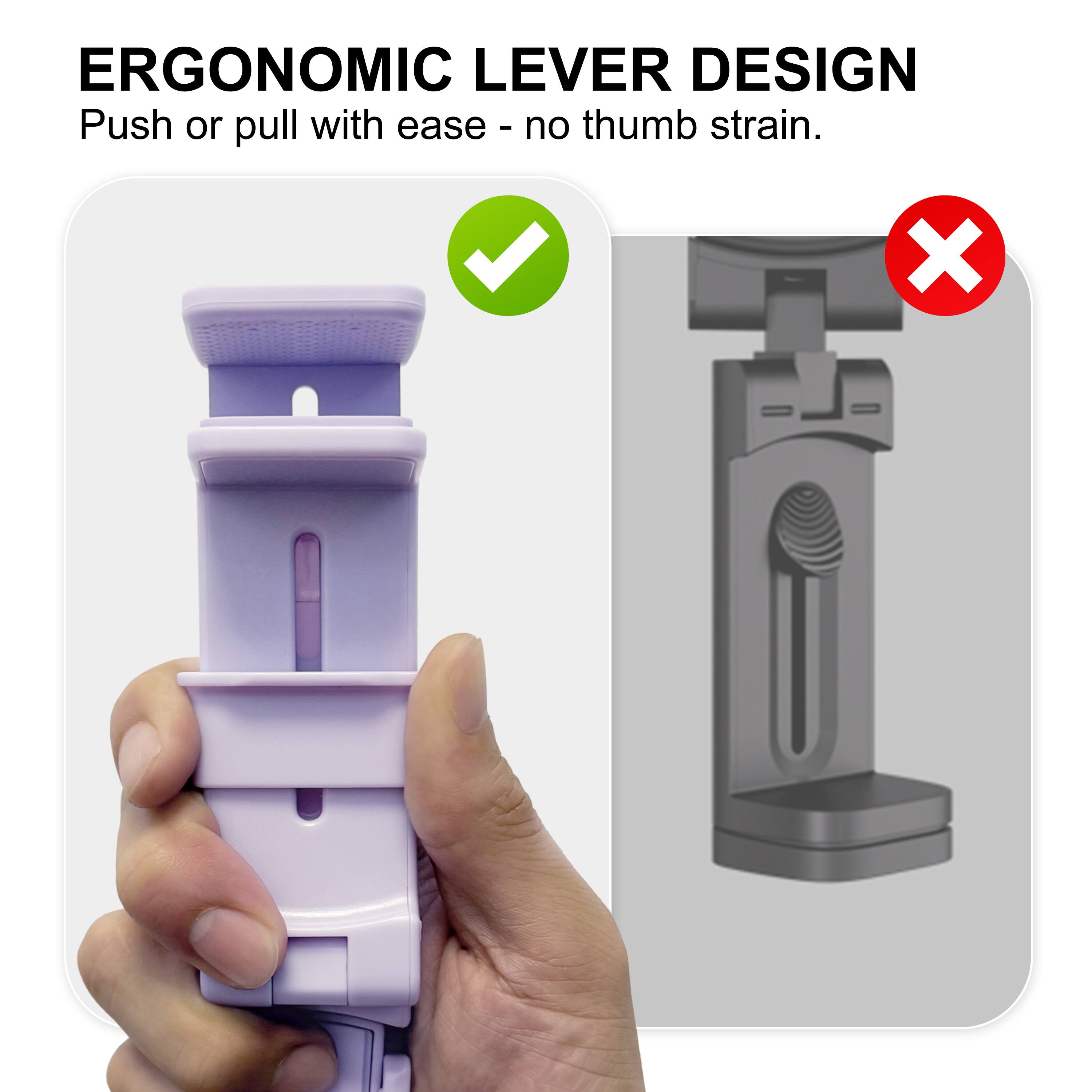 ERGONOMIC LEVER DESIGN  
Push or pull with ease - no thumb strain.