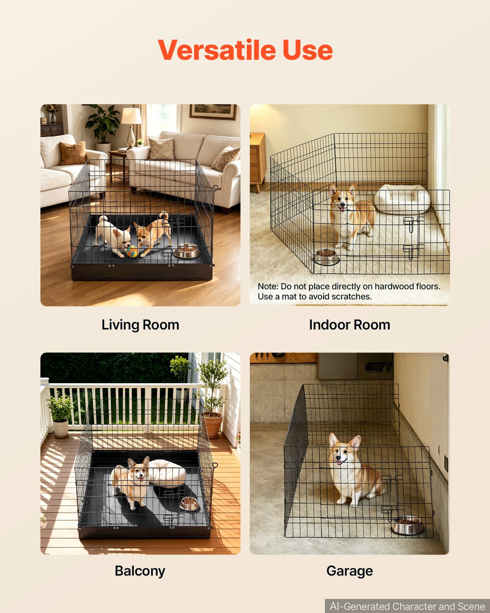 Versatile Use

Note: Do not place directly on hardwood floors. Use a mat to avoid scratches.

Living Room
Indoor Room
Balcony
Garage

AI-Generated Character and Scene